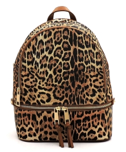 Leopard Zipper Backpack LE1062 TAN